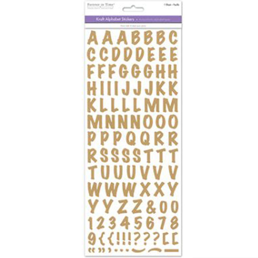 Paper Craft Sticker 5in x 12in Kraft-abet Asst 12ea x 3 Styles Kraft Font