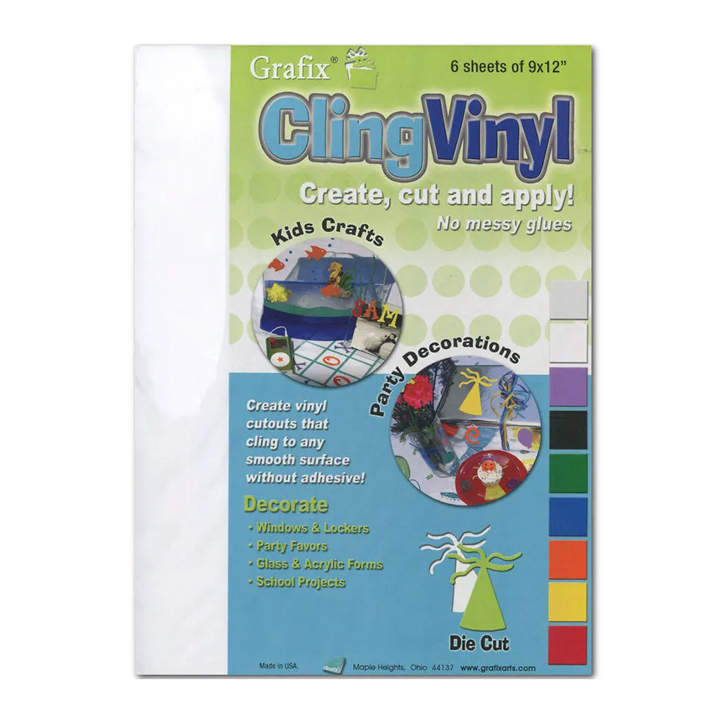 Grafix White Static Cling Film, 9in x 12in