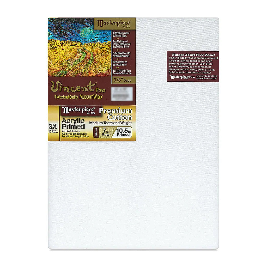Masterpiece Monet Pro 1.5in Deep, Montery 3X Acrylic Primed Cotton 7oz, Stretched Canvas 24in x 30in