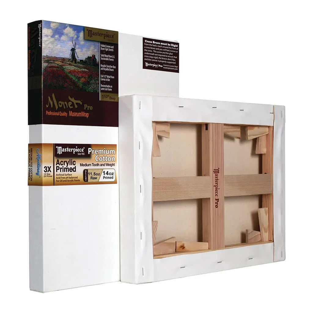 Masterpiece Monet Pro 1.5in Deep, Sausalito 3X Acrylic Primed Cotton 12oz, Stretched Canvas 36in x 40in