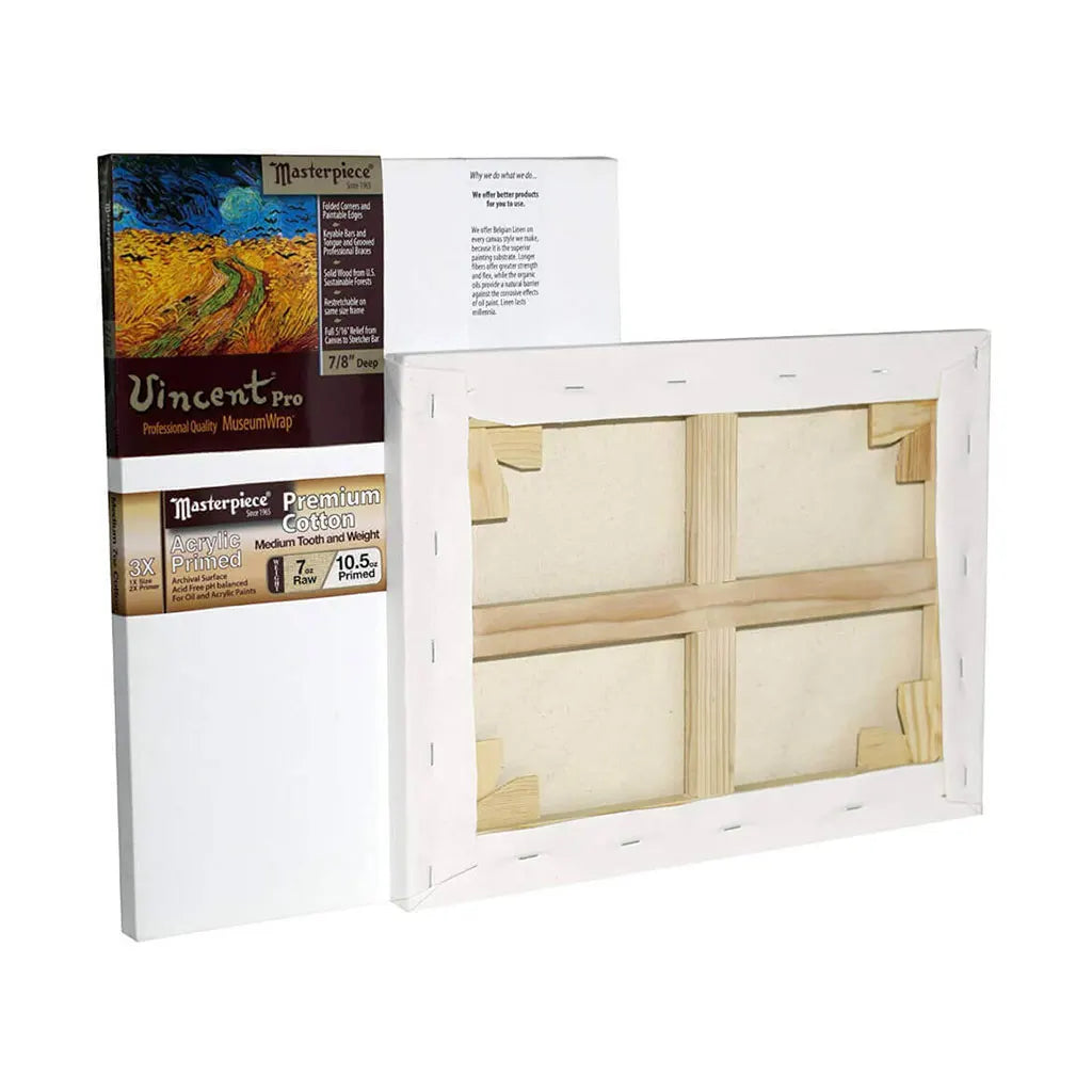 Masterpiece Vincent Pro 7/8in Deep, Monterey 3X Acrylic Primed Cotton 7oz, Stretched Canvas  4in x 4in