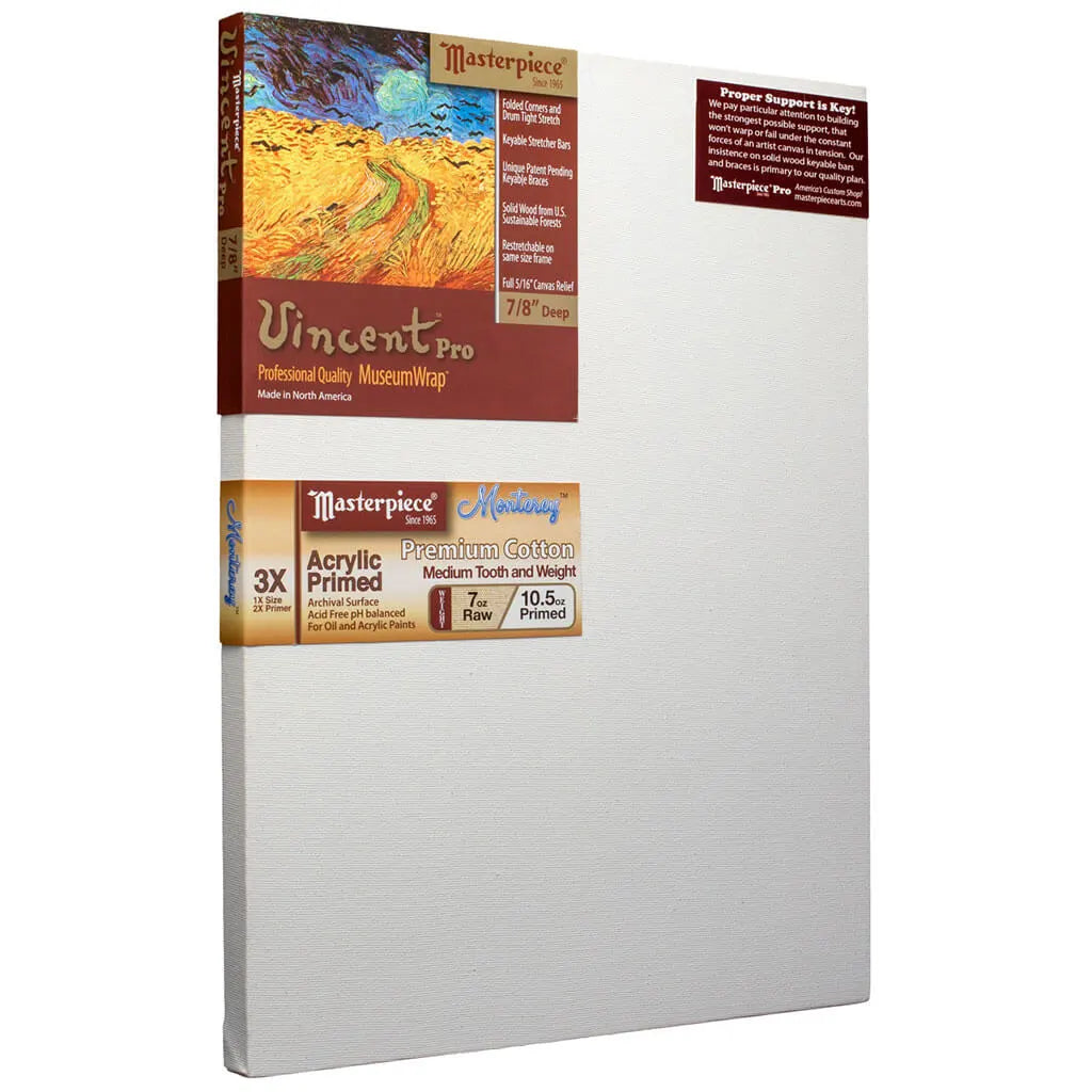 Masterpiece Vincent Pro 7/8in Deep, Monterey 3X Acrylic Primed Cotton 7oz, Stretched Canvas  4in x 5in