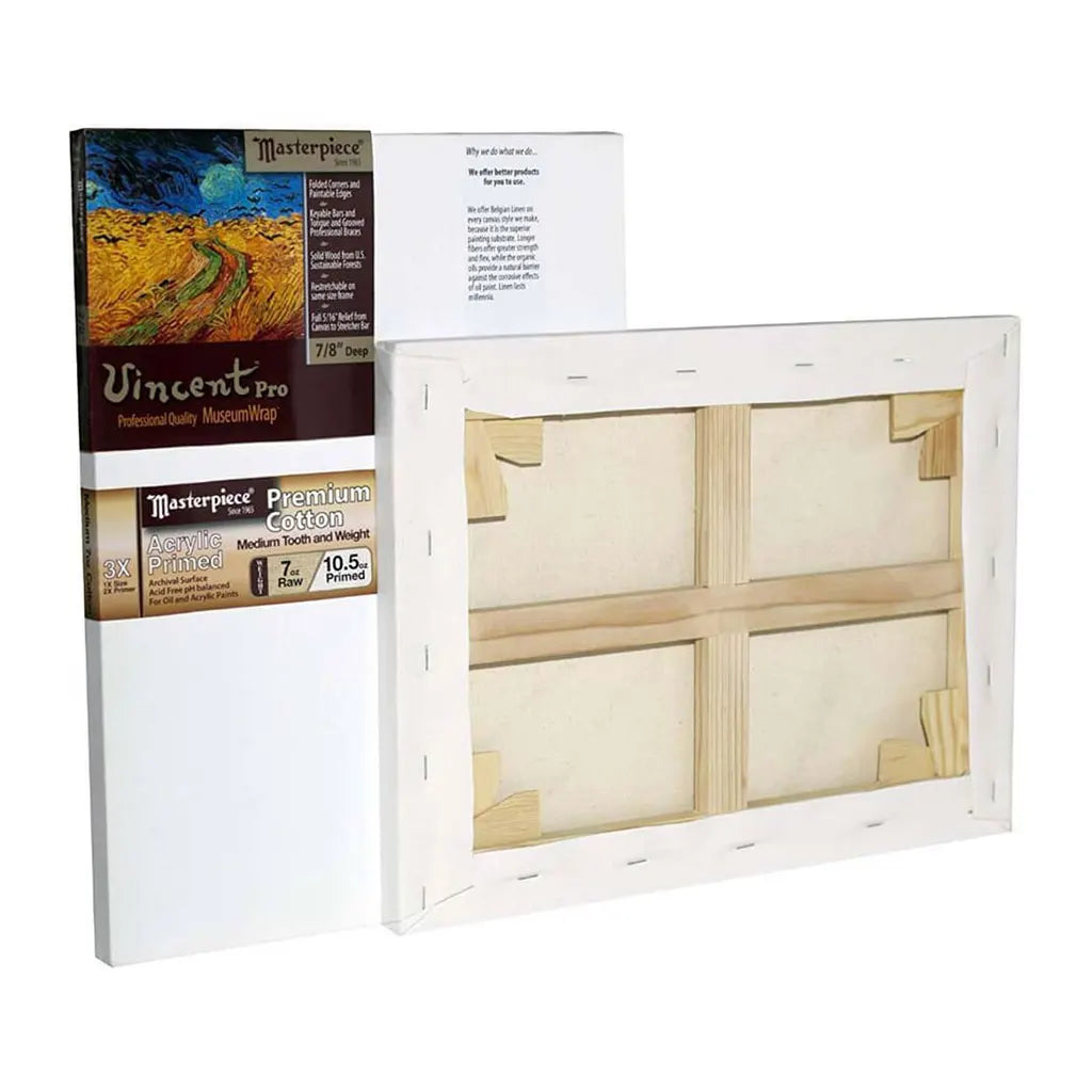 Masterpiece Vincent Pro 7/8in Deep, Monterey 3X Acrylic Primed Cotton 7oz, Stretched Canvas  6in x 12in