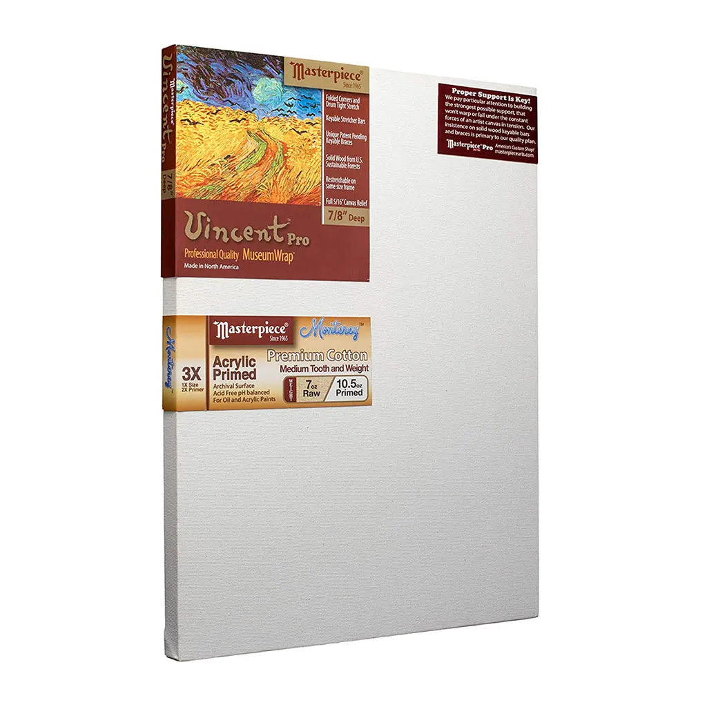 Masterpiece Vincent Pro 7/8in Deep, Monterey 3X Acrylic Primed Cotton 7oz, Stretched Canvas  24in x 24in