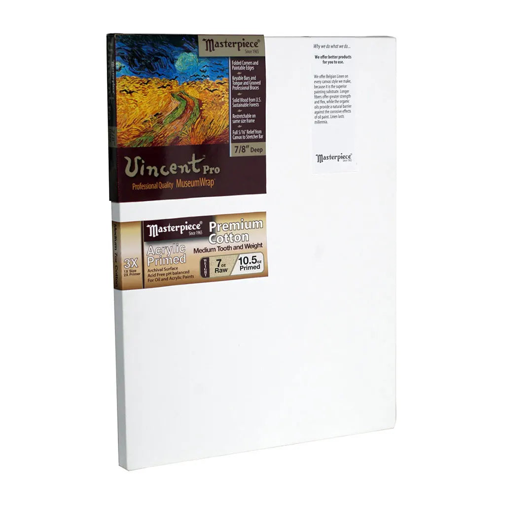 Masterpiece Monet Pro 1.5in Deep, Montery 3X Acrylic Primed Cotton 7oz, Stretched Canvas 36in x 72in