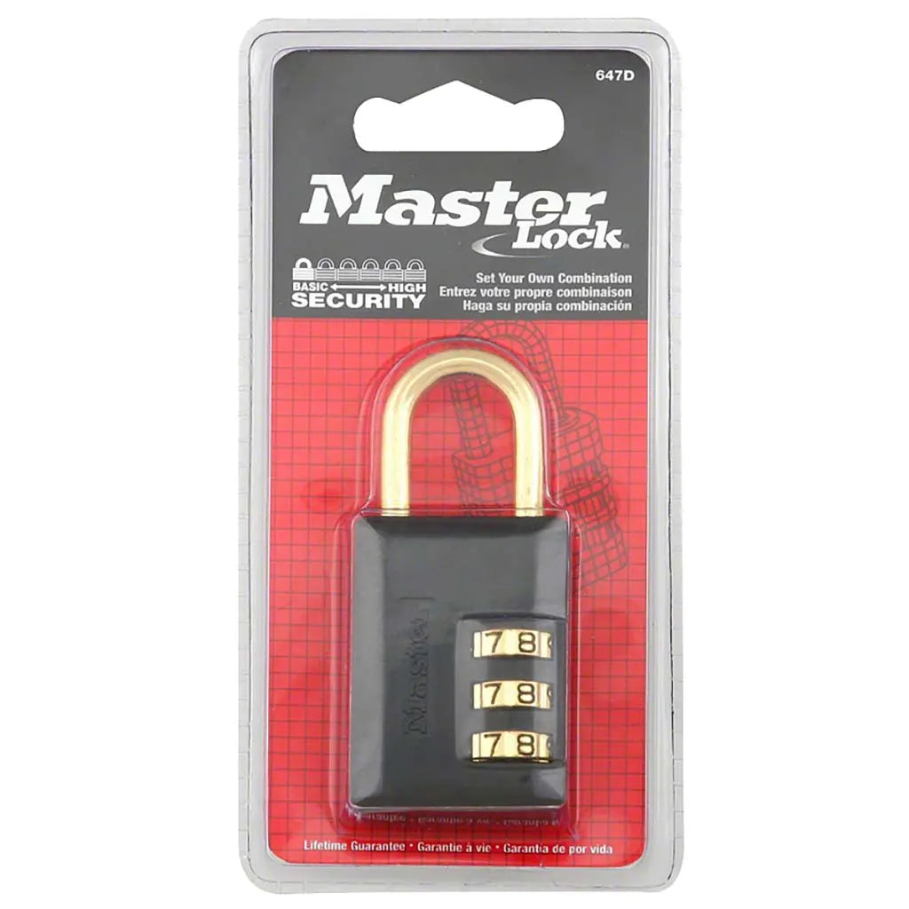 Luggage Lock, 3 Digit Resettable Combo, 1-1/4in
