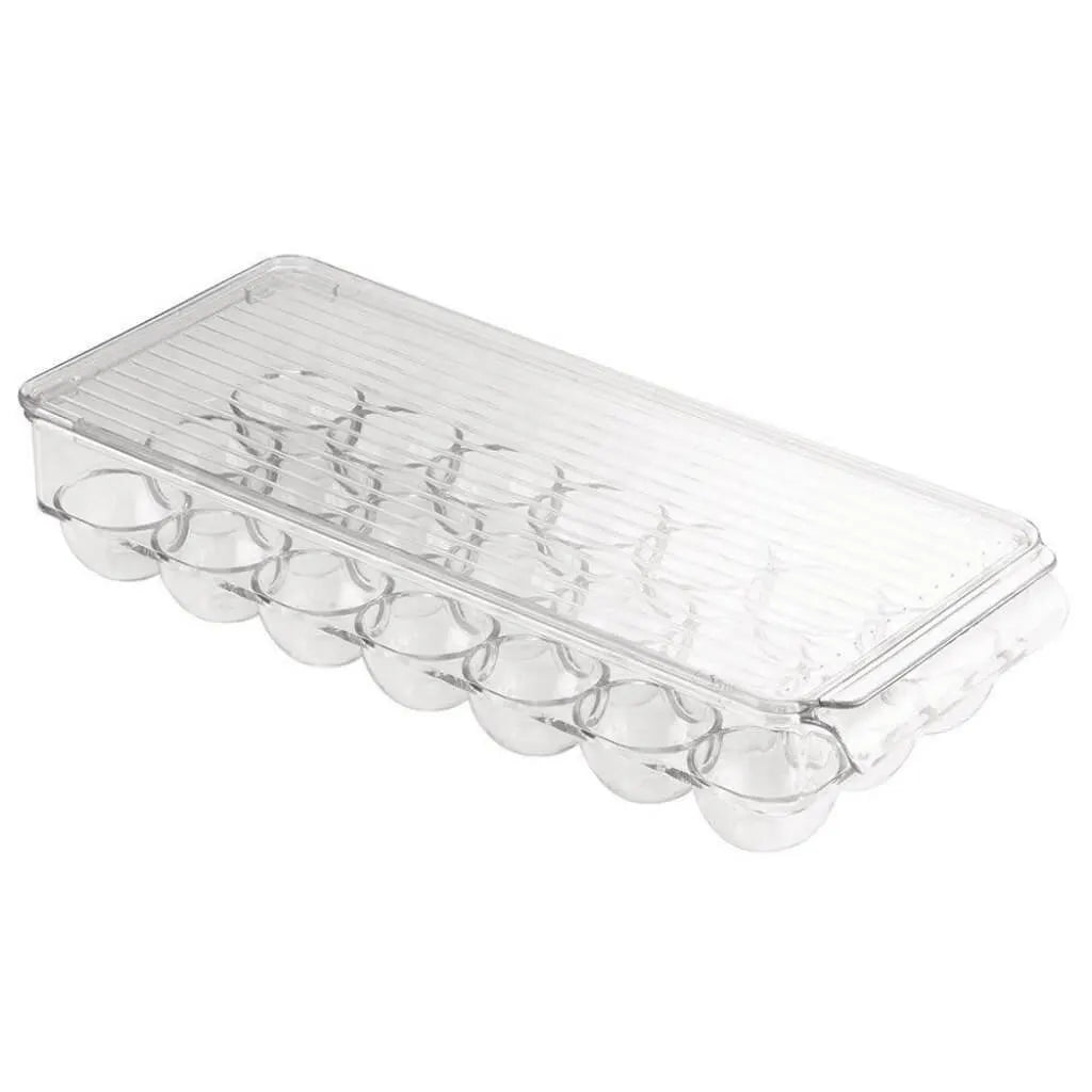 Egg Holder with Lid and Handle, Holds 21 Eggs, Clear