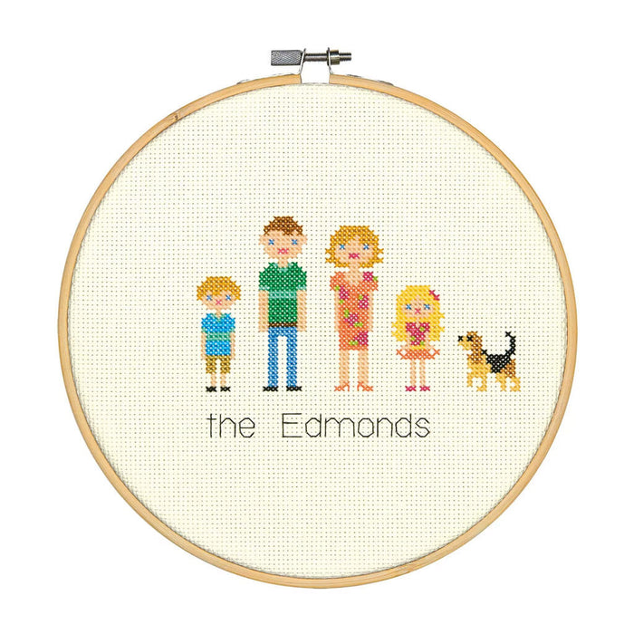 Counted Cross Stitch Kit with Hoop: All in the Family