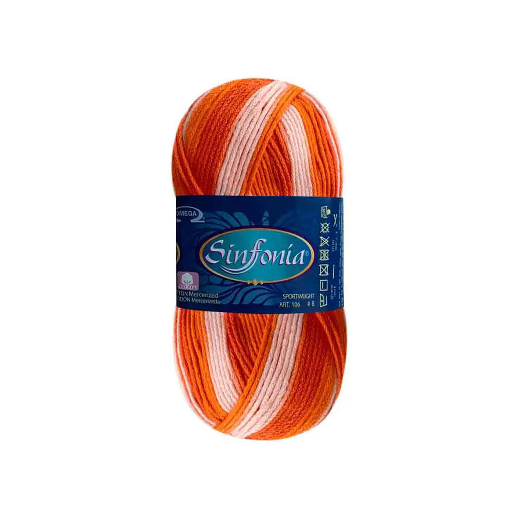 Sinfonia Yarn Omega Cotton 100g, Matizado Naranjas