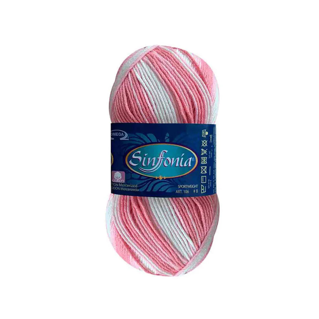 Sinfonia Yarn Omega Cotton 100g, Matizado Rosas