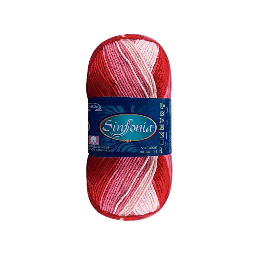 Sinfonia Yarn Omega Cotton 100g, Matizado Tinto