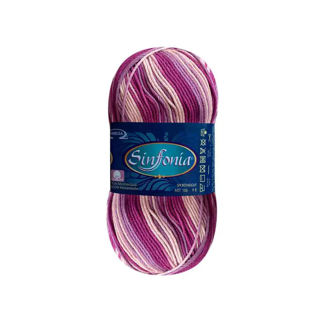 Sinfonia Yarn Omega Cotton 100g, Matizado Malvas