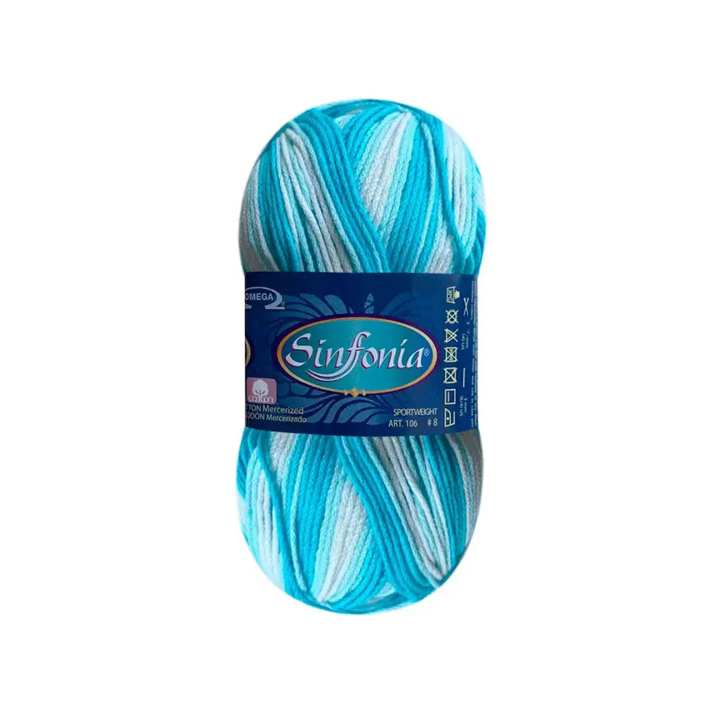 Sinfonia Yarn Omega Cotton 100g, Matizado Turquesa