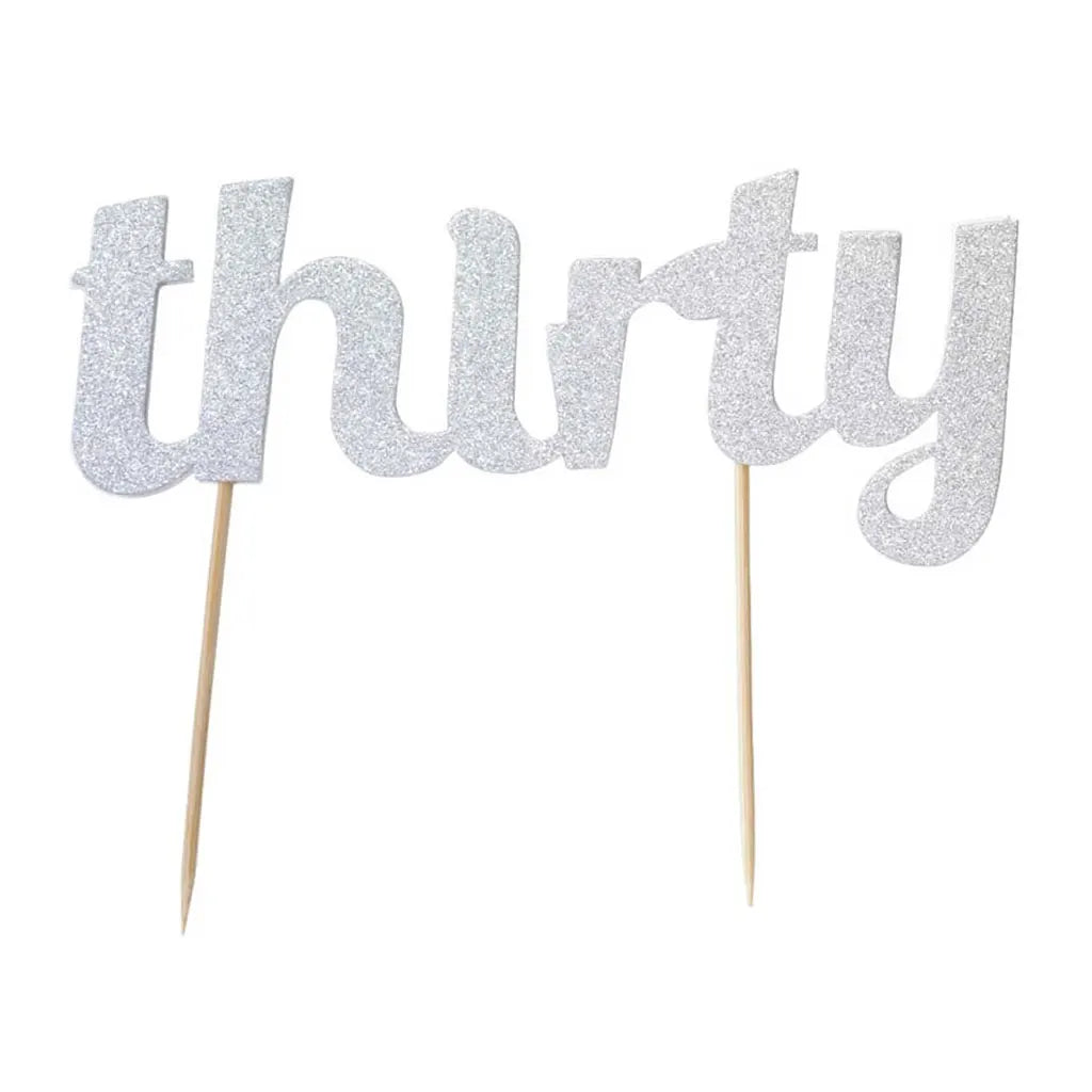 Thirty Cake Topper Silver