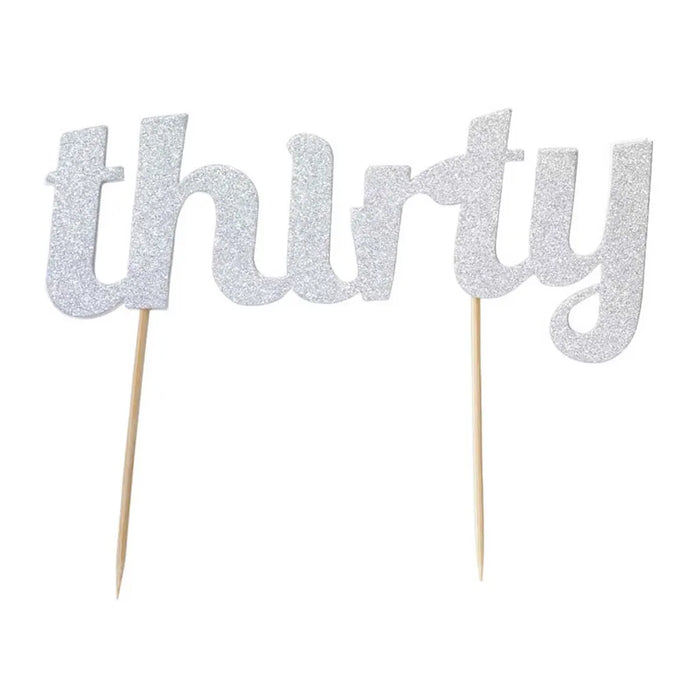Thirty Cake Topper Silver