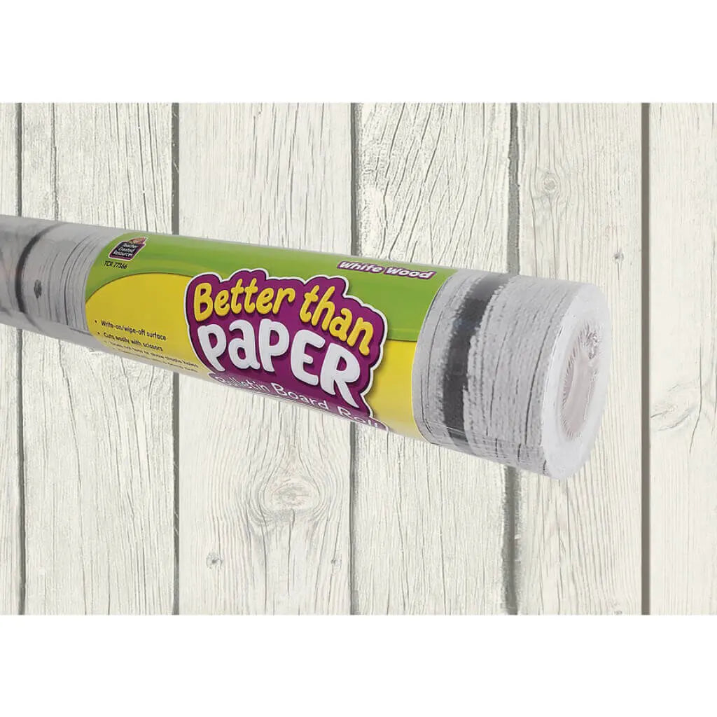 Better Than Paper Bulletin Board Roll 4ft x 12ft White Wood 