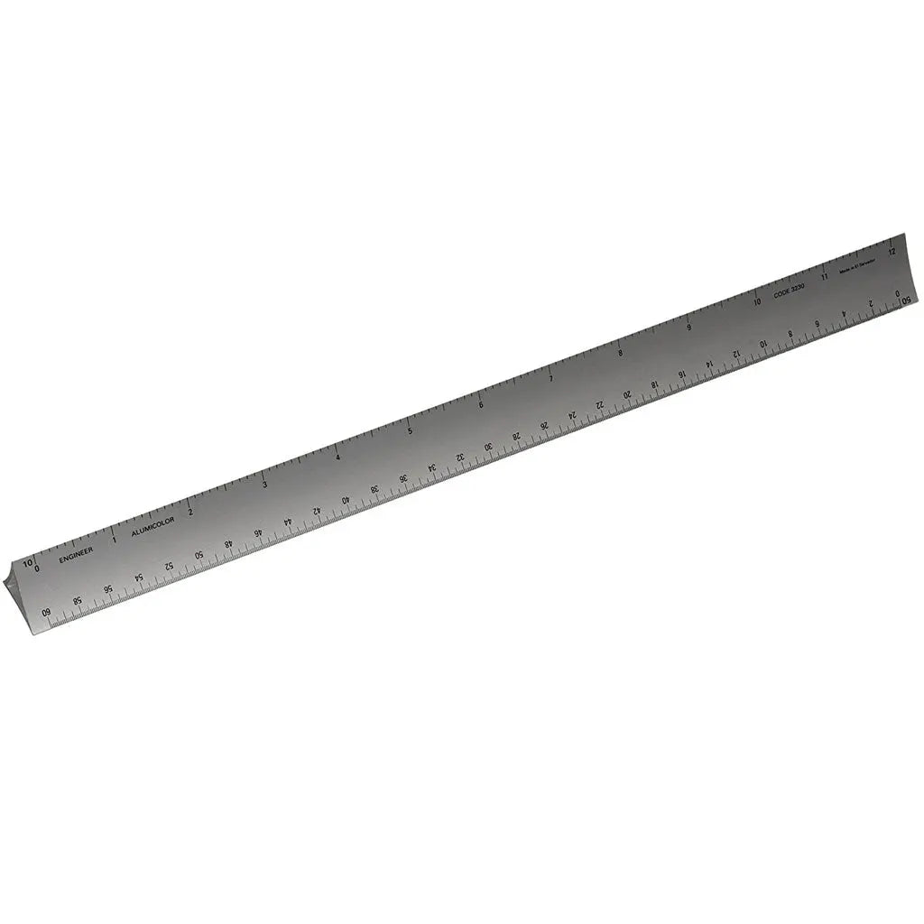 Alumicolor Hollow Triangular Drafting Scale 12in, Silver, Engineer