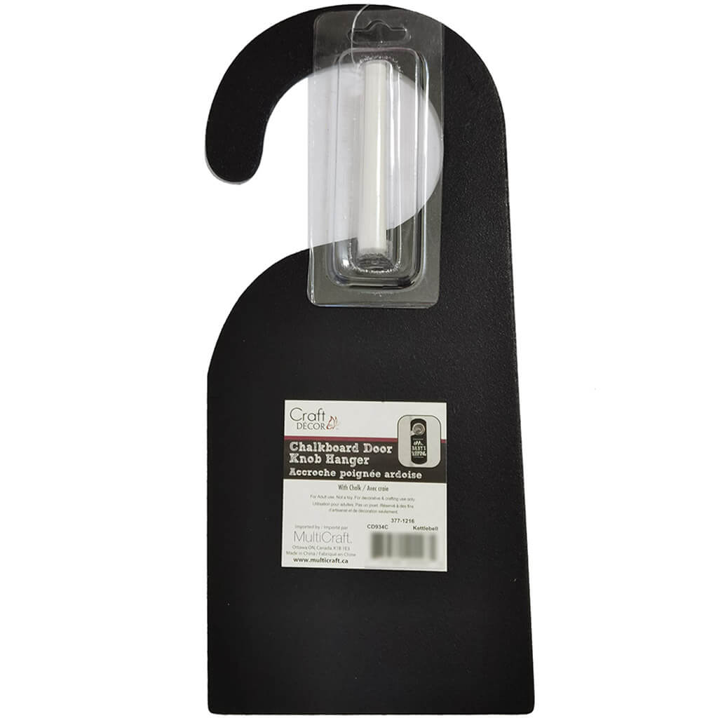 Craft Decor: Chalkboard Door Knob Hanger 3.69in x11.75in with Chalk in PVC Box