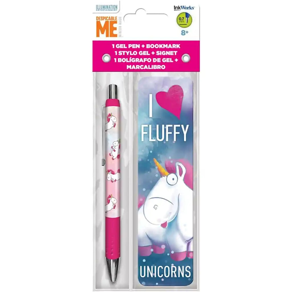 Fluffy Unicorn Gel Pen And Bookmark