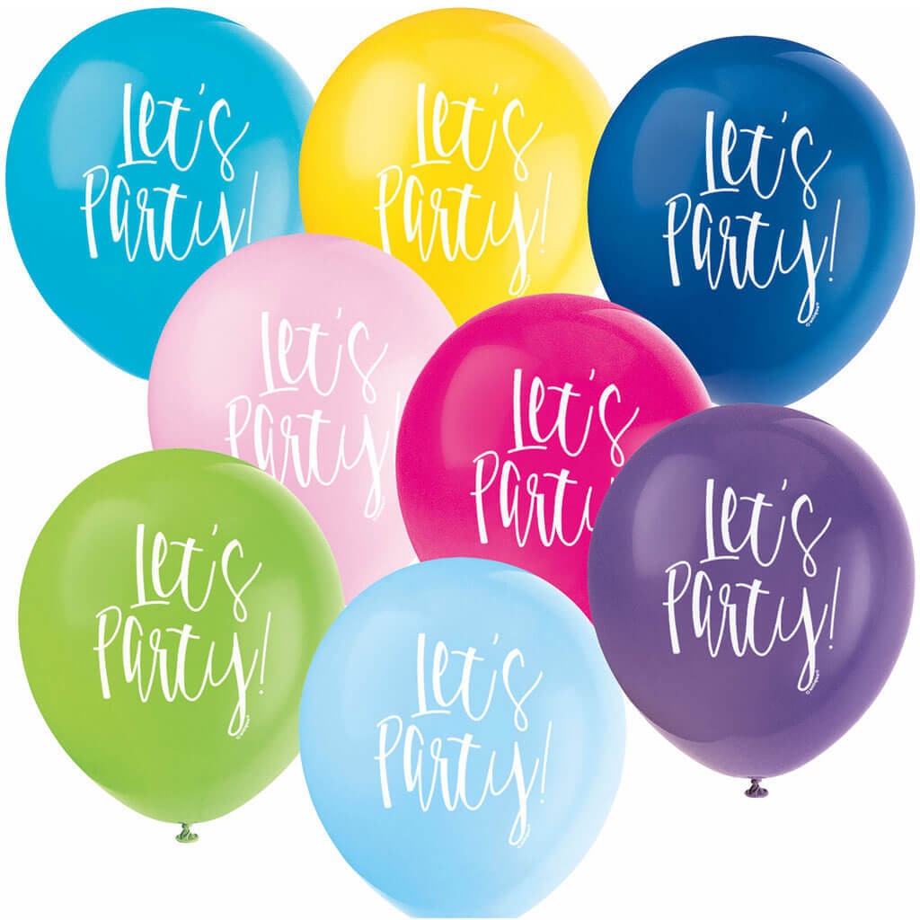 Let�s Party Balloons 8ct, 12in