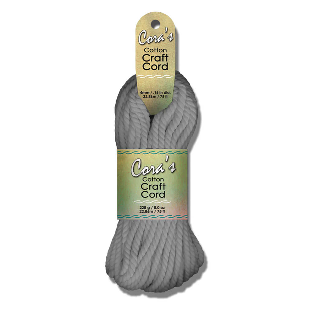 Cotton Craft Cord 4mm x 75ft, Charcoal