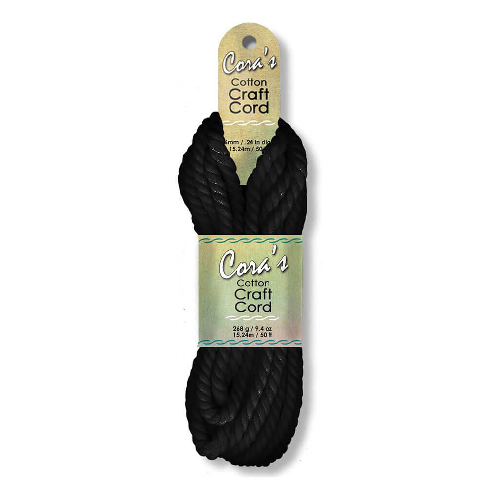 Cotton Craft Cord 6mm x 50ft, Black