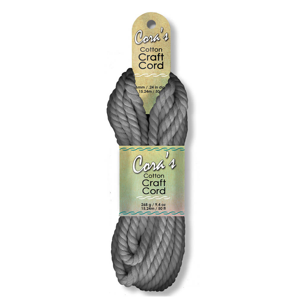 Cotton Craft Cord 6mm x 50ft, Charcoal