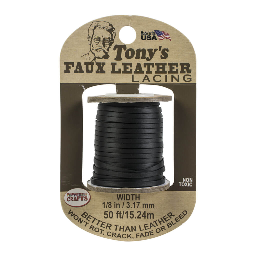 Faux Leather 1/8in x  50ft, Black