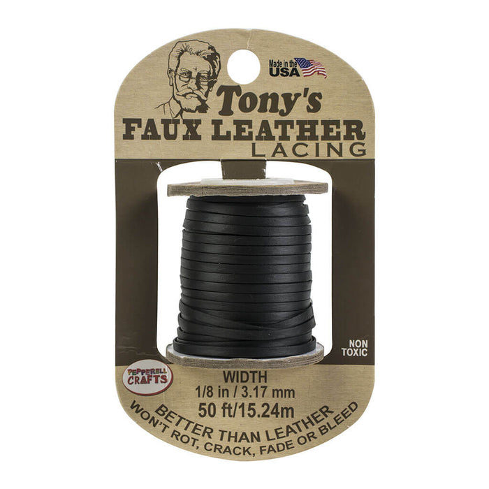Faux Leather 1/8in x  50ft, Black