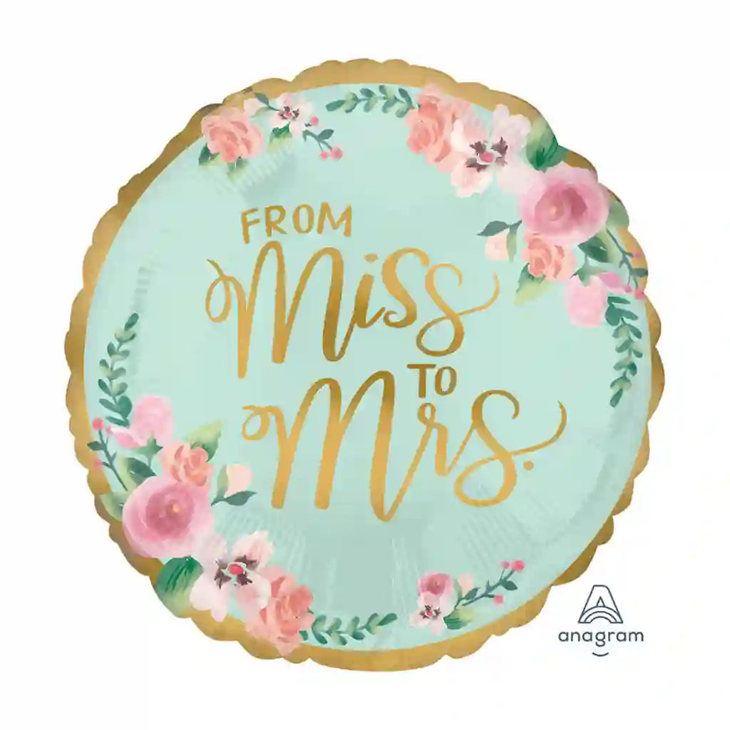 Mint Round She Said Yes Satin Foil Balloon, 18in