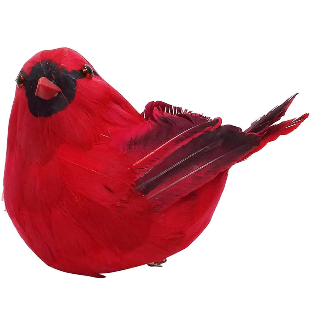 Feather Cardinal with Clip Ornament, 6in