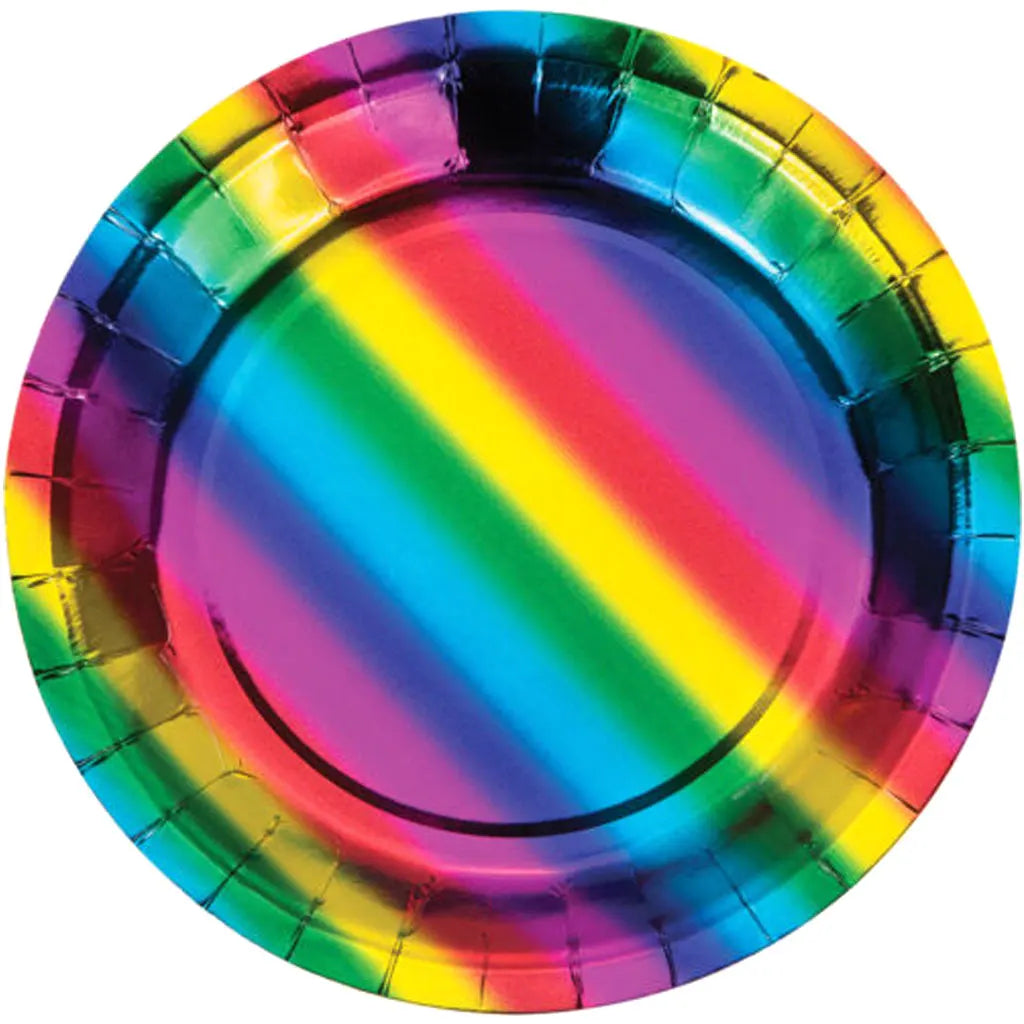 Rainbow Foil 7in Plate 8ct