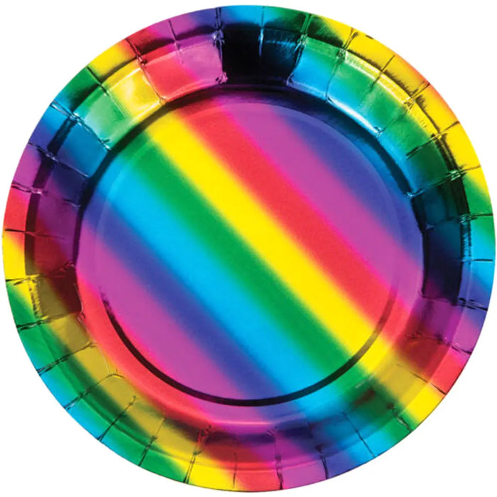 Rainbow Foil 7in Plate 8ct
