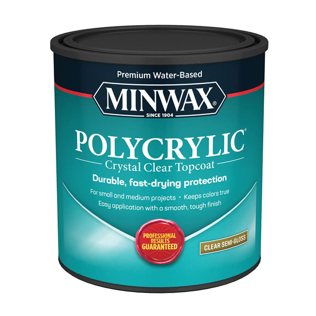 Minwax Polycrylic Waterbased Polyurethane, Semi-Gloss, 1qt