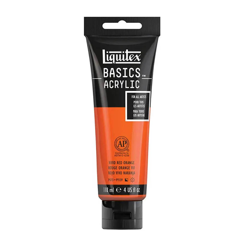 Liquitex Basics Acrylic Color 118ml (4oz) Vivid Red Orange S1