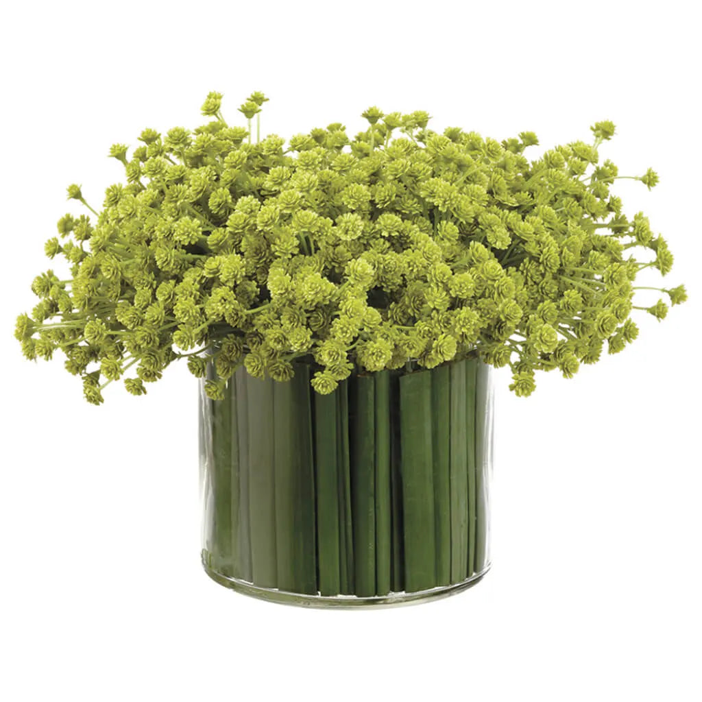 Baby Breath / Grass in Glass Vase 7.5in H x 10in W x 11in L
