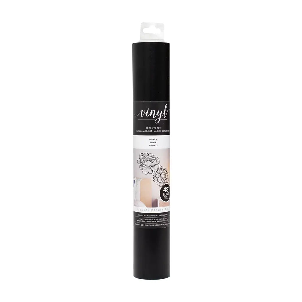 Black Adhesive Vinyl Roll 12in x 48in for Die Cutting