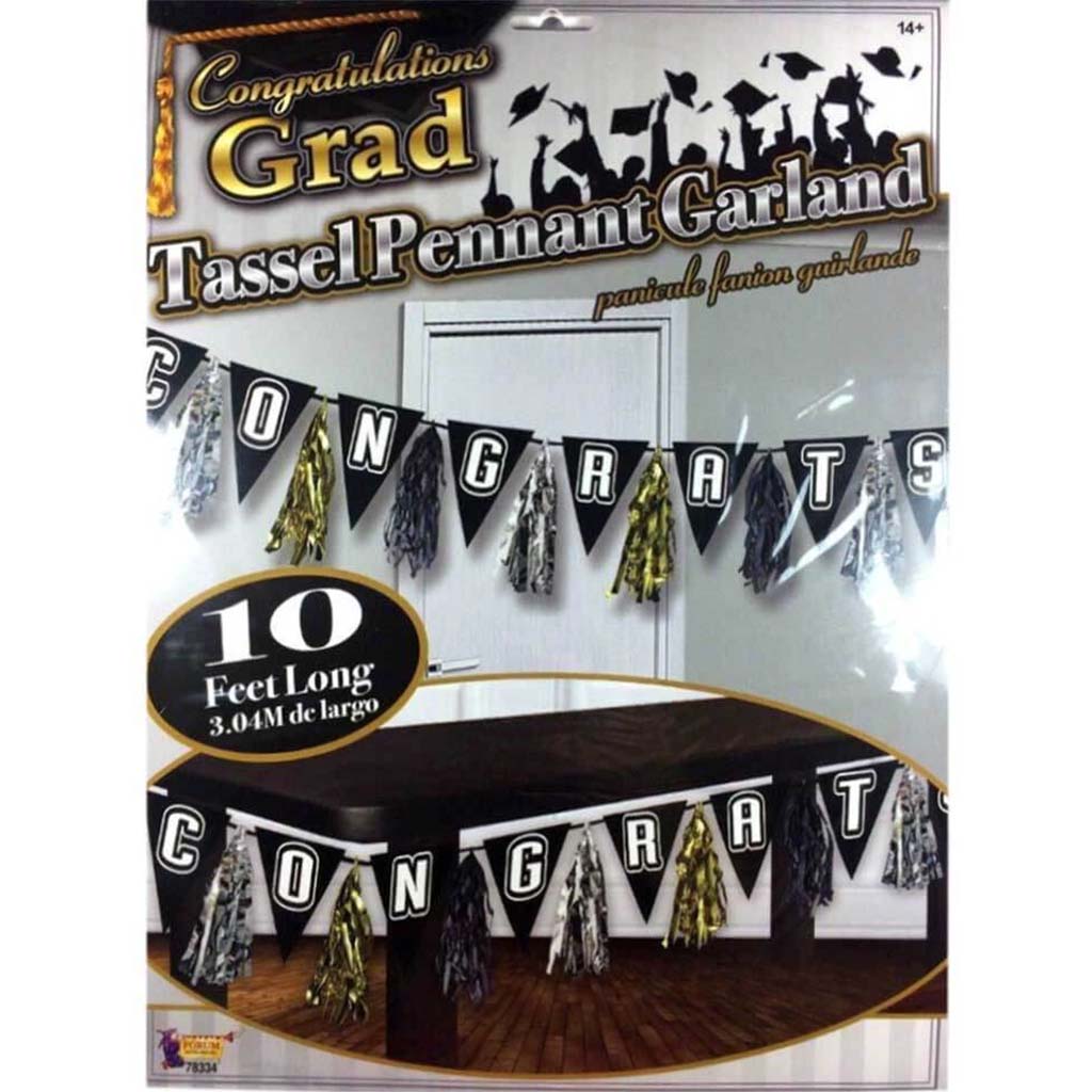 Congrats Graduation Tassel &amp; Pennant Garland 10ft