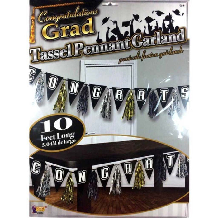 Congrats Graduation Tassel & Pennant Garland 10ft