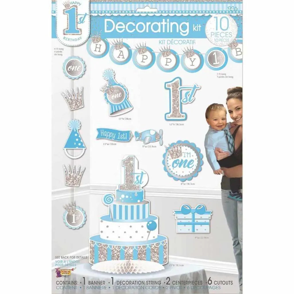 Happy 1st Birthday Boy Decoration Kit
