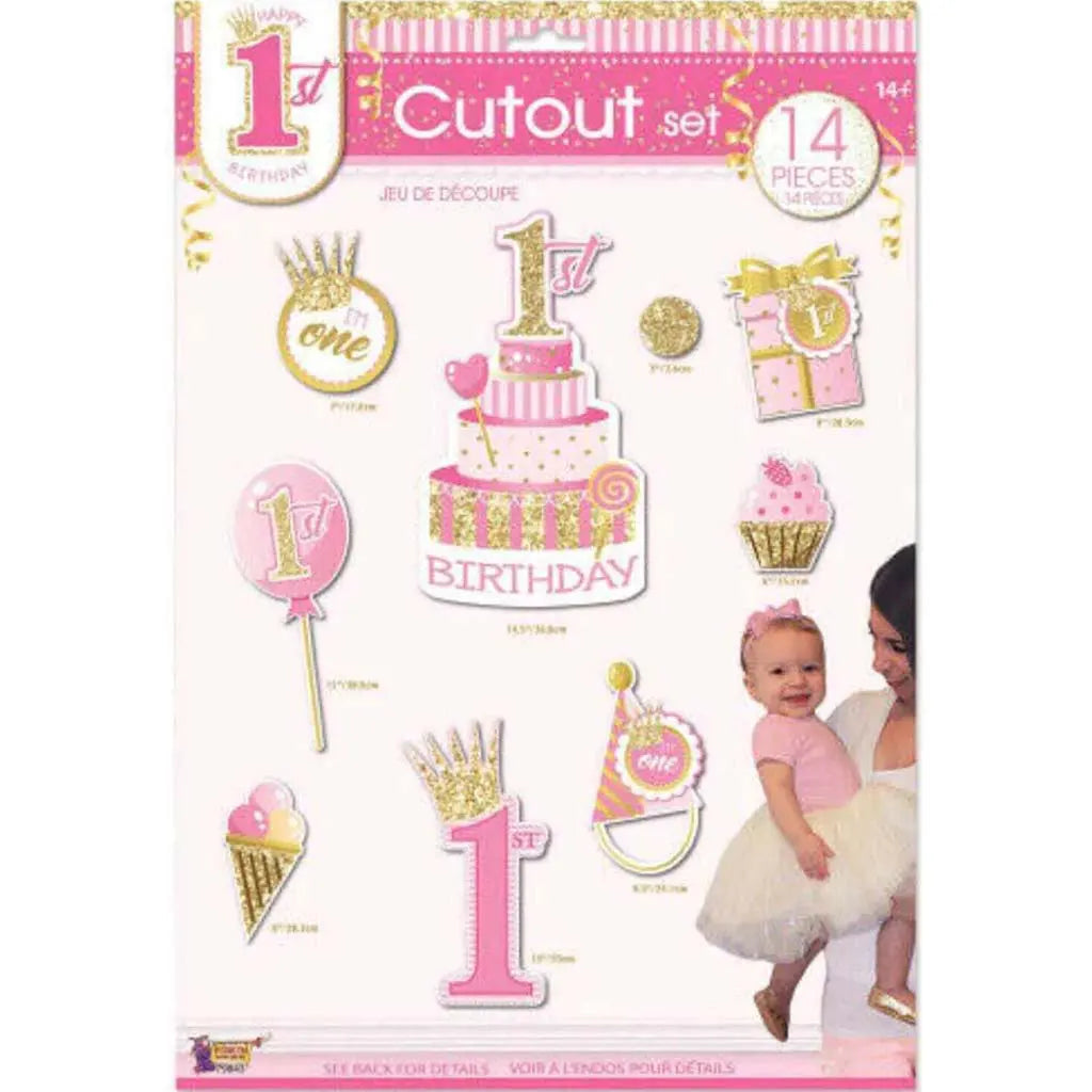 Happy 1st Birthday Girl Cut-Outs