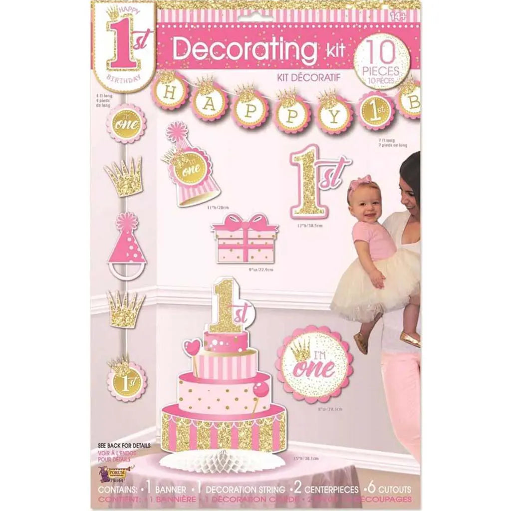 Happy 1st Birthday Girl DECORation Kit