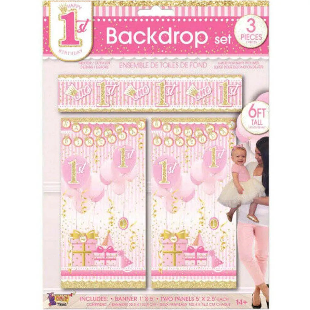 Happy 1st Birthday Girl Wall Decor