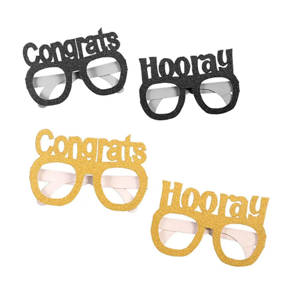 Grad Glasses 2 Black 2 Gold, 4 Pack