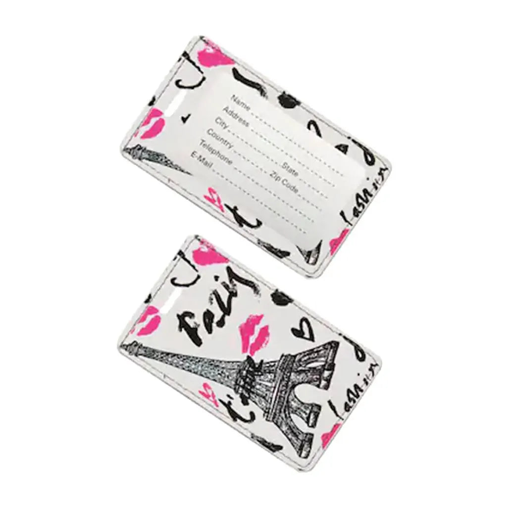 Leather Luggage Tag with Design print 2pk, Eiffel Tower