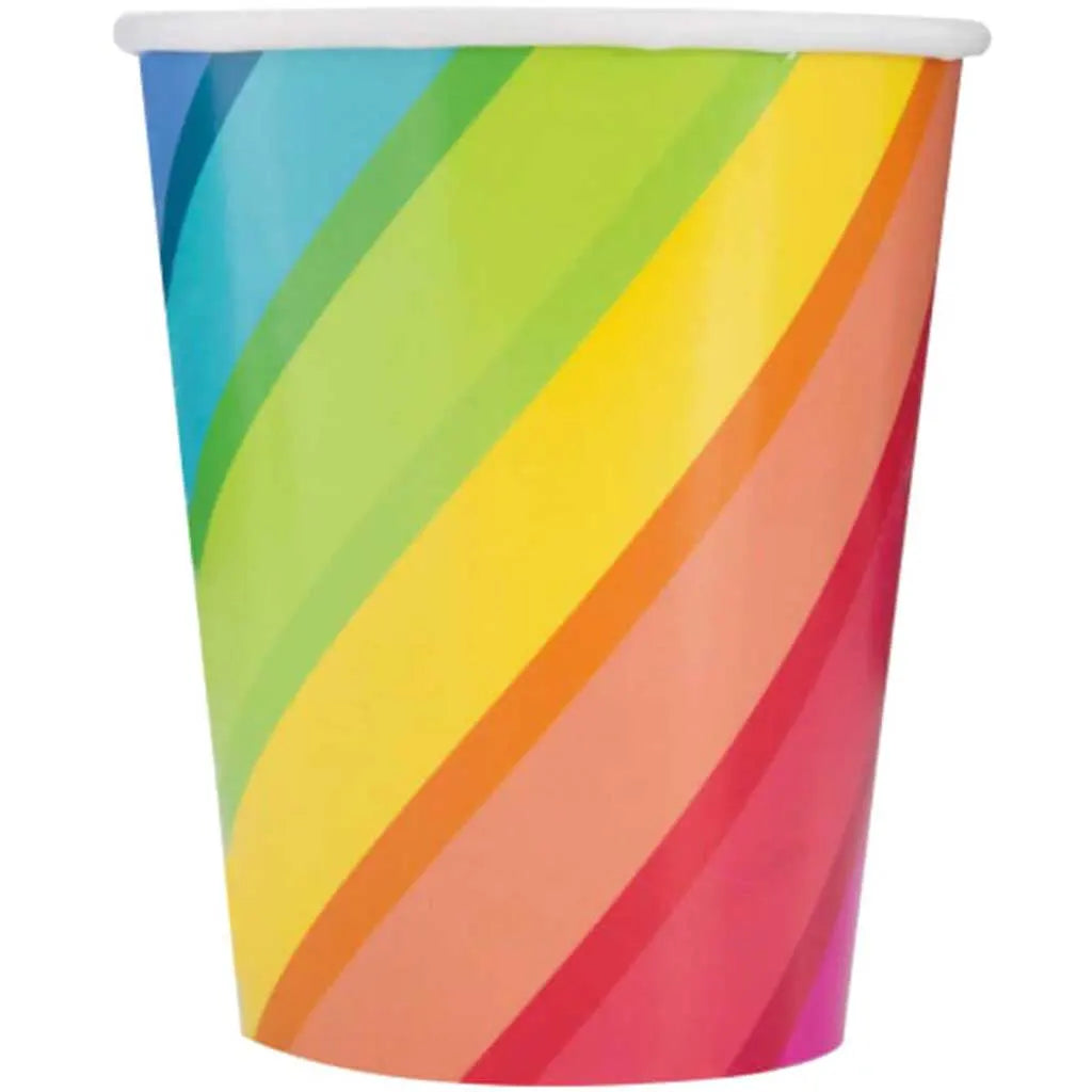 Balloons &amp; Rainbow Birthday Paper Cups 9oz 8ct