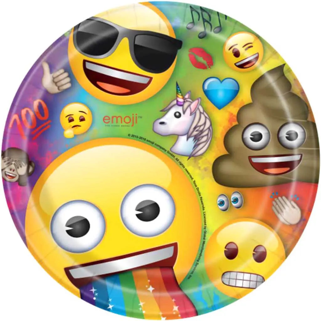 Rainbow Fun Emoji Round Dinner Plates 9in 8ct