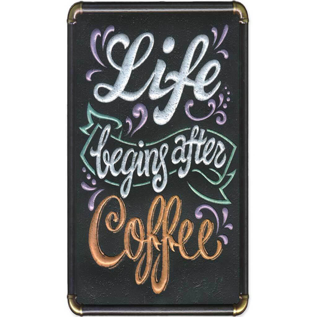 Craft Decor: 10.38in x 13.25in Inspirational Wall Plaques A Life Begins After Coffee