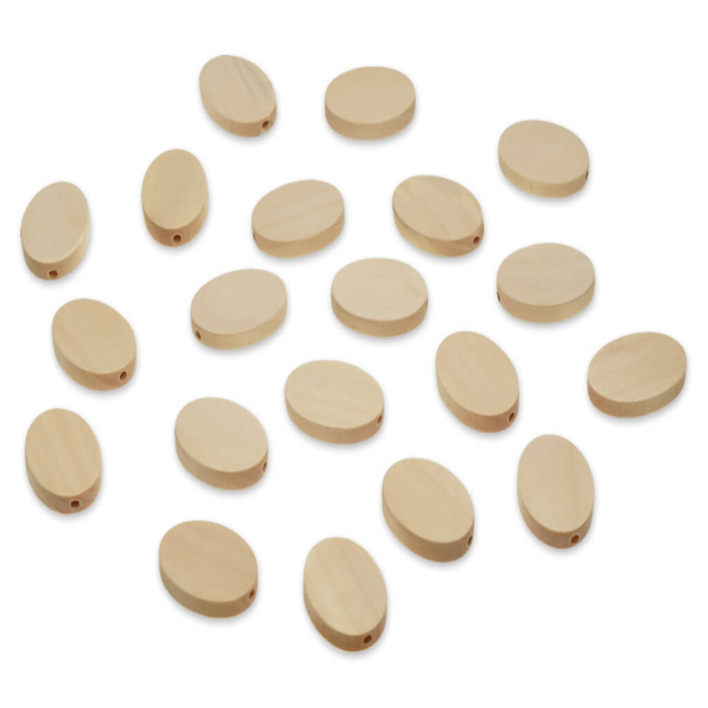 Craftwood Shaped Beads 20pc Natural, Oval