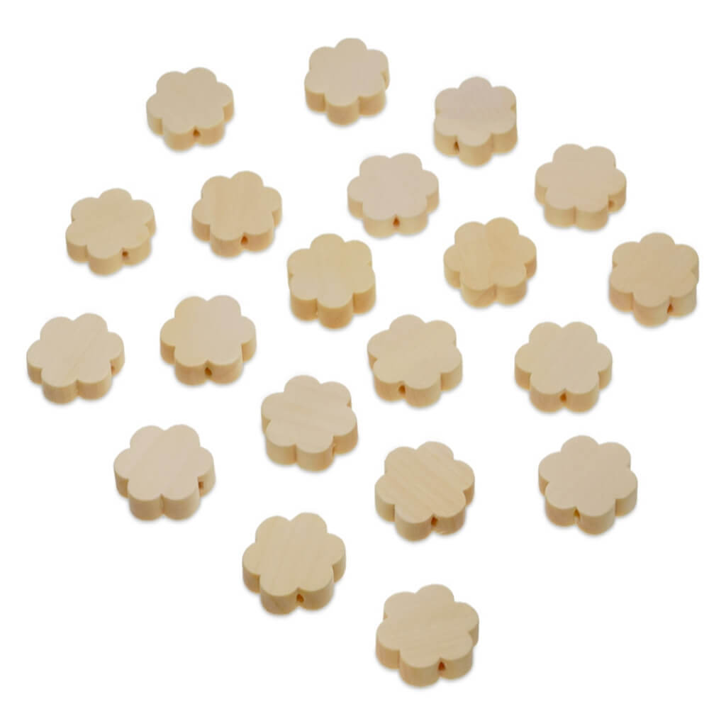 Craftwood Shaped Beads 20pc Natural, Flower